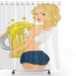 Personality  Beer Girl Shower Curtains
