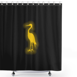 Personality  Bird Crane Shape Yellow Glowing Neon Icon Shower Curtains