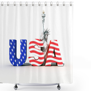 Personality  Usa Logo With Statue Of Liberty- Digital Art Work Shower Curtains