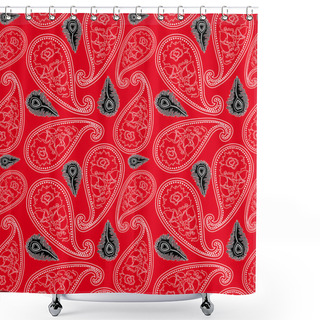 Personality  Creative Red Seamless Vector Paisley Pattern With Linear And Abstract Geometric Elements. Shower Curtains