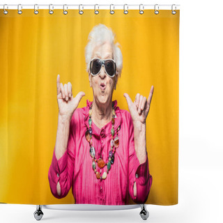 Personality  Grandmother Portrait Set In The Studio. Concepts About Seniority Shower Curtains