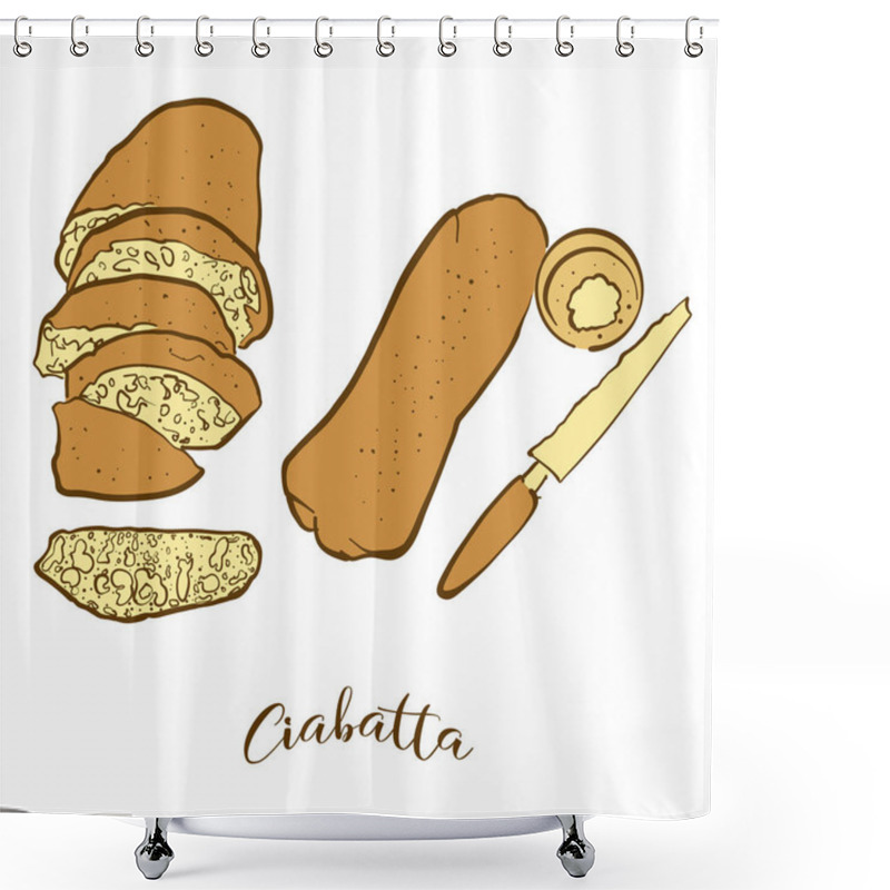 Personality  Colored Sketches Of Ciabatta Bread Shower Curtains