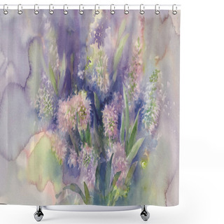 Personality  Rose Hyacinth Watercolor Background Shower Curtains