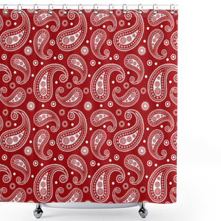 Personality  Red & White Funky 60s 70s Paisley Tile Pattern Shower Curtains