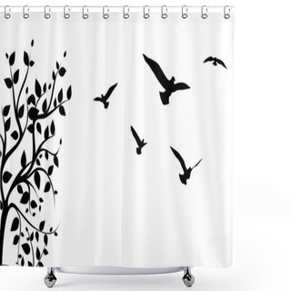 Personality  Tree And Bird Shower Curtains