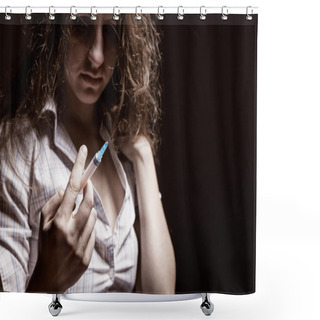 Personality  Young Woman With Drug Shower Curtains