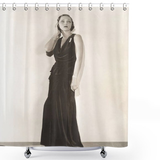 Personality   Woman Standing Against Wall Shower Curtains