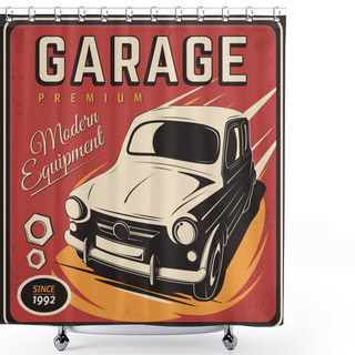 Personality  Vintage Poster, Auto Repair. Shower Curtains