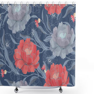 Personality  Art Floral Vector Seamless Pattern. Shower Curtains