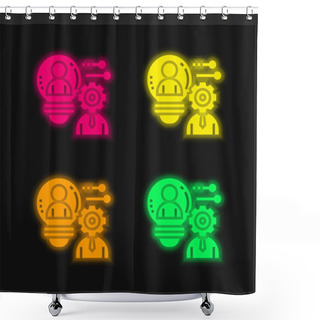 Personality  Boosting Potential Four Color Glowing Neon Vector Icon Shower Curtains