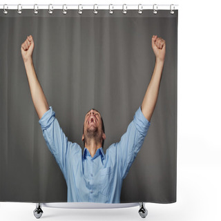 Personality  Man With Raised Arms Shower Curtains