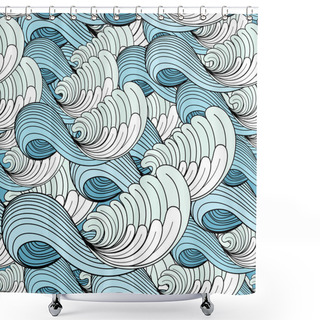 Personality  Graphic Texture Of The Waves Shower Curtains