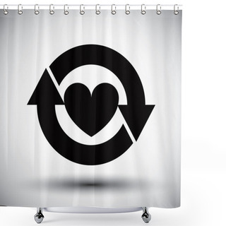 Personality  Heart Surrounded By Arrows Vector Simple Single Color Icon.  Shower Curtains