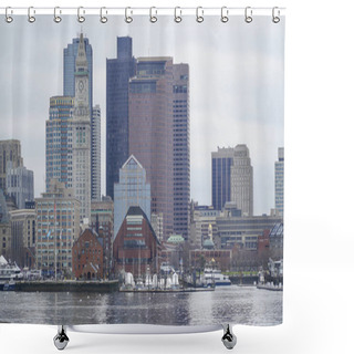 Personality  Skyline Of The City Of Boston - BOSTON , MASSACHUSETTS - APRIL 3, 2017 Shower Curtains