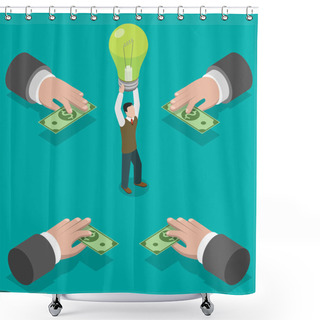 Personality  Crowdfunding Flat Isometric Vector Concept. Shower Curtains