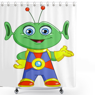 Personality  Friendly Alien Shower Curtains