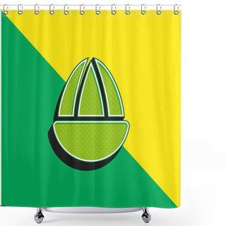 Personality  Almond Green And Yellow Modern 3d Vector Icon Logo Shower Curtains