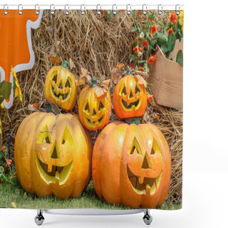 Personality  Halloween, Pumpkins And Halloween Scenery Shower Curtains