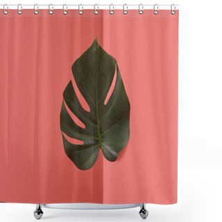 Personality  Beautiful Monstera Leaf Sticking Out Behind Corner On Red Shower Curtains
