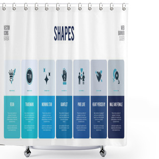 Personality  Web Banner Design With Shapes Concept Elements. Shower Curtains