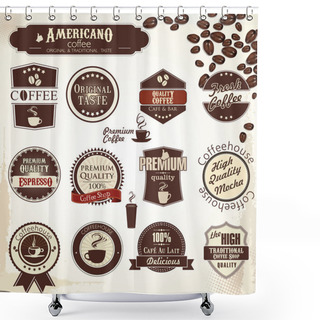 Personality  Retro Style Coffee Vintage Collection Shower Curtains