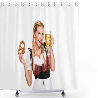 Personality  German Girl With Beer And Pretzel Shower Curtains