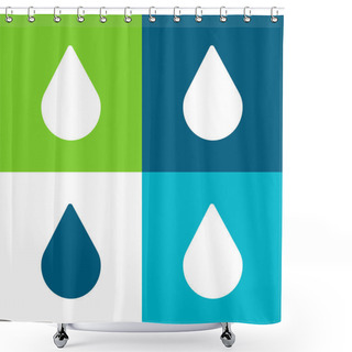 Personality  Blood Drop Flat Four Color Minimal Icon Set Shower Curtains