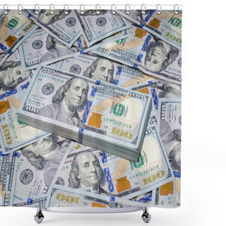 Personality  One Hundred Dollars Bills Paper Money Background Shower Curtains