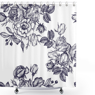 Personality  Vintage Vector Floral Seamless Pattern Shower Curtains