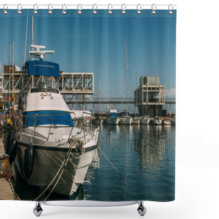 Personality  Sunshine On Ships In Blue Mediterranean Sea Shower Curtains