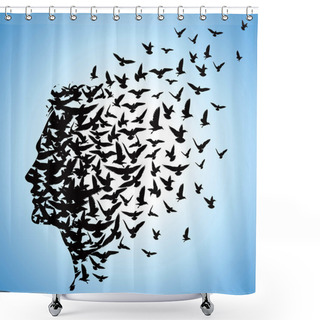 Personality  Flying Birds To Human Head Shower Curtains