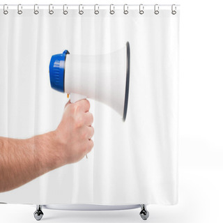 Personality  Person Holding Megaphone Shower Curtains