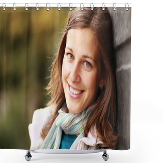 Personality  Closeup Portrait Of A Young Woman Shower Curtains