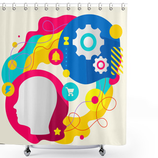Personality  Human Head And Gears Shower Curtains