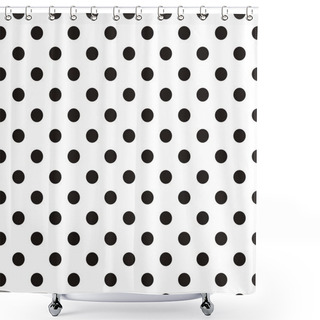 Personality  Black Polka Dots On White Background Retro Seamless Vector Pattern Shower Curtains