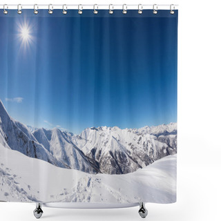 Personality  Sun Star Glowing Over Snowcapped Mountain Range, Italian Alps Shower Curtains