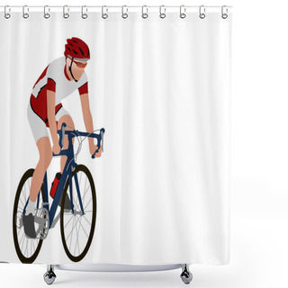 Personality  Racing Bicyclist Illustration Shower Curtains