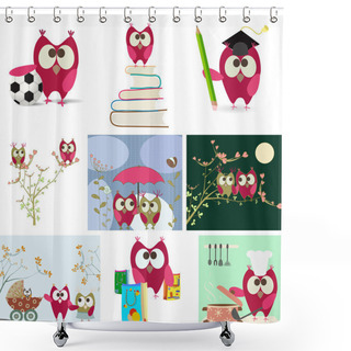 Personality  Owl Love Story Shower Curtains