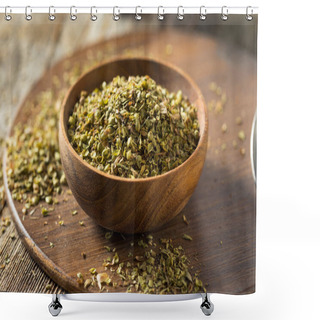Personality  Raw Dried Green Greek Oregano Spice In A Bowl Shower Curtains