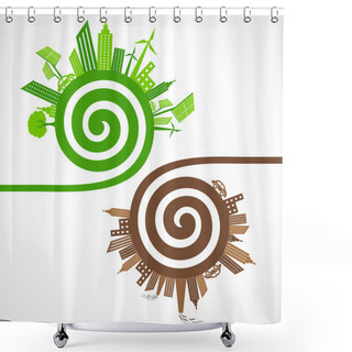 Personality  Ecology Concept With Cities Shower Curtains