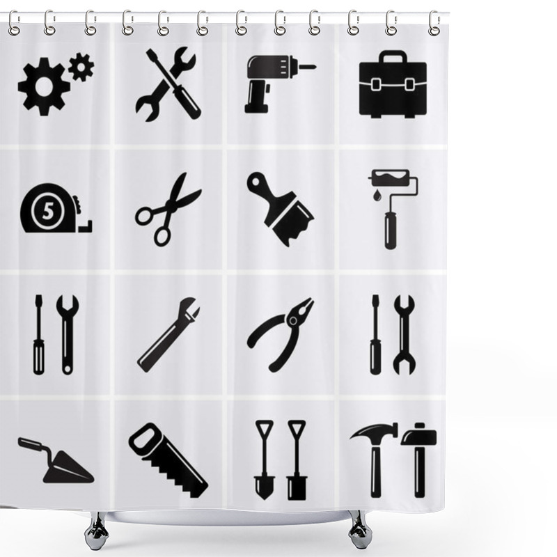 Personality  Tools icons shower curtains