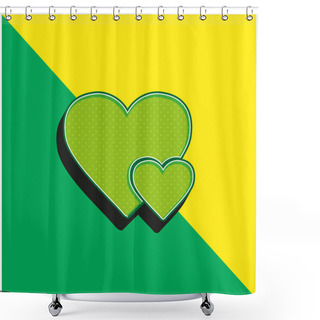 Personality  Big Heart And Little Heart Green And Yellow Modern 3d Vector Icon Logo Shower Curtains