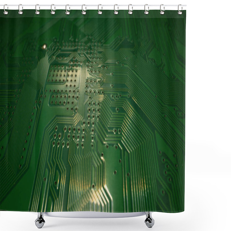 Personality  Electronic Circuit Board Technology Background. Electronic Plate Pattern. Circuit Board, Electrical Scheme. Technology Background. Electronic Microcircuit With Microchips And Capacitors Taken Shower Curtains