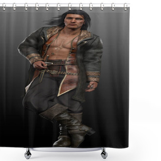 Personality  Fantasy Or Steampunk Pirate Man, Hispanic Or Latino Sexy Male Shower Curtains