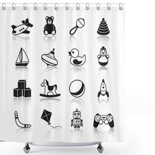 Personality  Toys Black Icons Set Shower Curtains