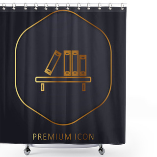 Personality  Book Shelf Golden Line Premium Logo Or Icon Shower Curtains