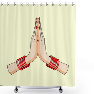 Personality  Welcome Gesture Of Hands Of Indian Woman Shower Curtains