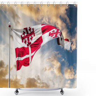 Personality  Flag On Malta Waving Shower Curtains