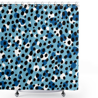 Personality  Abstract Modern Leopard Seamless Pattern. Animals Trendy Background. Blue And Black Decorative Vector Stock Illustration For Print, Card, Postcard, Fabric, Textile. Modern Ornament Of Stylized Skin Shower Curtains