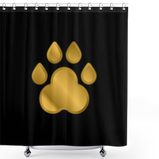 Personality  Animal Track Gold Plated Metalic Icon Or Logo Vector Shower Curtains